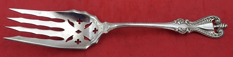 Salad Serving Fork fancy w/ 8 piercings rare 9 1/4